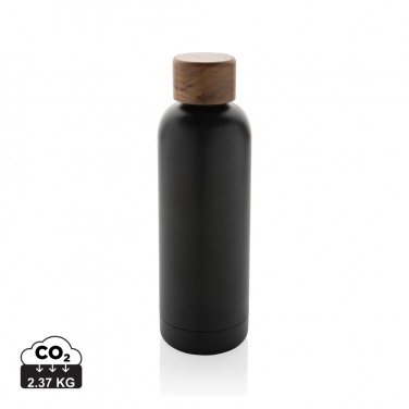 Logo trade promotional merchandise picture of: Wood RCS certified recycled stainless steel vacuum bottle