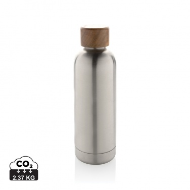 Logo trade advertising products image of: Wood RCS certified recycled stainless steel vacuum bottle