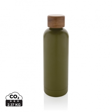 Logotrade promotional gift image of: Wood RCS certified recycled stainless steel vacuum bottle