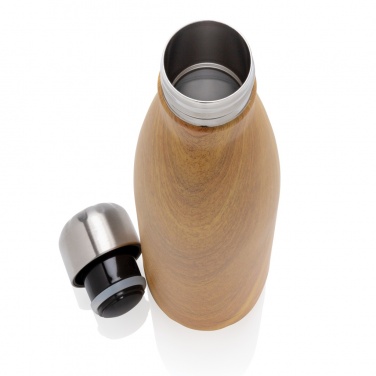 Logo trade promotional merchandise photo of: Vacuum insulated stainless steel bottle with wood print