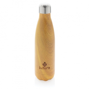 Logo trade corporate gift photo of: Vacuum insulated stainless steel bottle with wood print