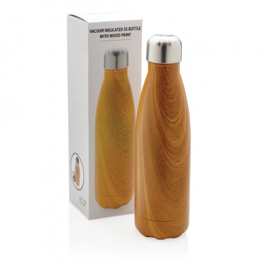 Logotrade corporate gift picture of: Vacuum insulated stainless steel bottle with wood print