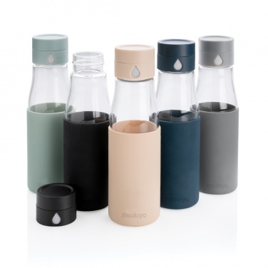 Logo trade promotional items image of: Ukiyo glass hydration tracking bottle with sleeve