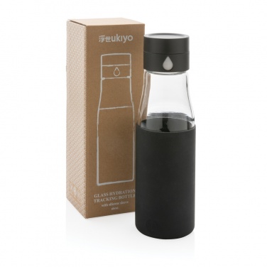 Logotrade advertising product image of: Ukiyo glass hydration tracking bottle with sleeve