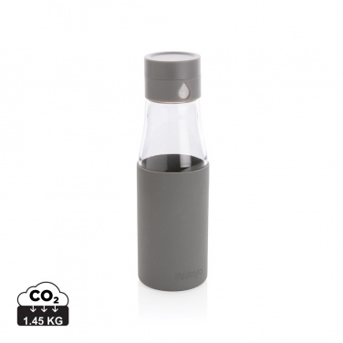 Logotrade promotional giveaway image of: Ukiyo glass hydration tracking bottle with sleeve