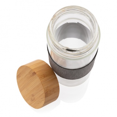 Logo trade promotional merchandise photo of: Impact borosilicate glass bottle with bamboo lid