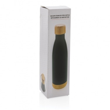 Logo trade promotional item photo of: Vacuum stainless steel bottle with bamboo lid and bottom