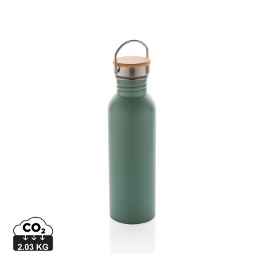 Logotrade advertising products photo of: Modern stainless steel bottle with bamboo lid