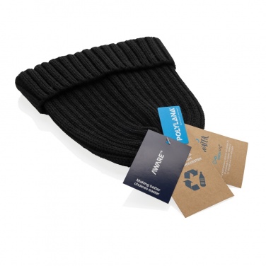 Logo trade promotional gifts image of: Kennedi AWARE™ Polylana® beanie with large rib