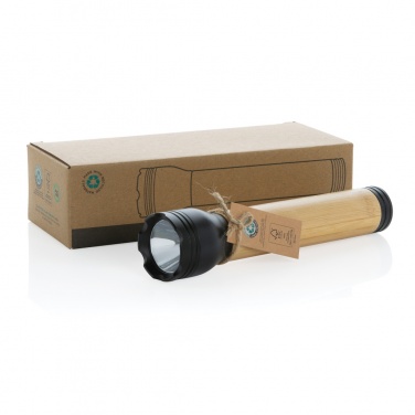 Logotrade promotional gift picture of: Lucid 5W RCS certified recycled plastic & bamboo torch