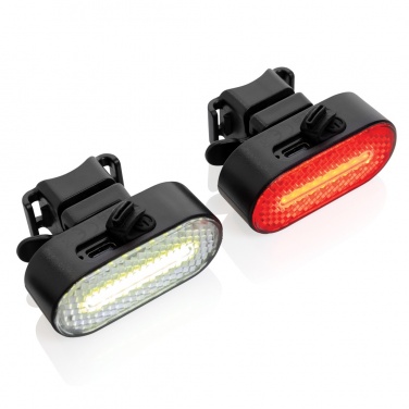 Logo trade advertising products picture of: Lumino RCS recycled plastic USB re-chargeable bike light set