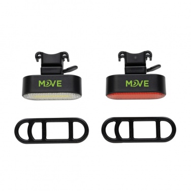 Logo trade promotional item photo of: Lumino RCS recycled plastic USB re-chargeable bike light set