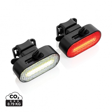 Logotrade promotional merchandise image of: Lumino RCS recycled plastic USB re-chargeable bike light set