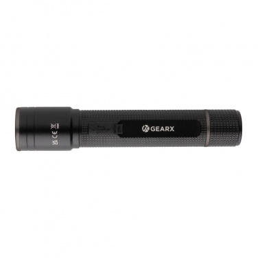 Logo trade promotional merchandise picture of: Gear X RCS recycled aluminum USB-rechargeable torch