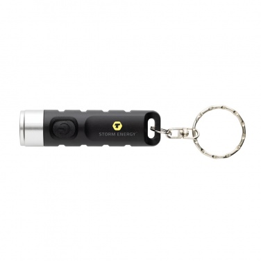 Logo trade promotional gifts picture of: Globix RCS recycled plastic USB re-chargeable keychain torch