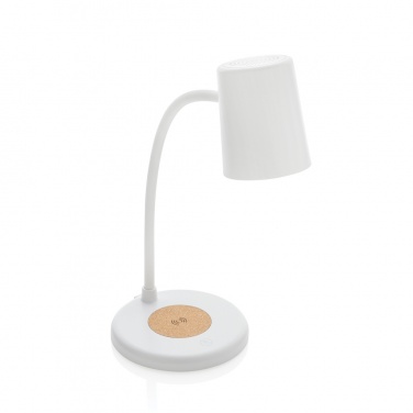 Logo trade advertising product photo of: Zenara RCS recycled plastic and cork 15W wireless desk lamp