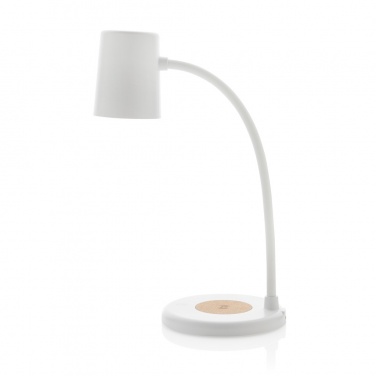 Logo trade business gift photo of: Zenara RCS recycled plastic and cork 15W wireless desk lamp