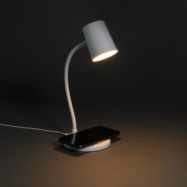 Logo trade corporate gifts image of: Zenara RCS recycled plastic and cork 15W wireless desk lamp