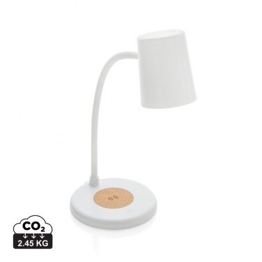 Logotrade corporate gift image of: Zenara RCS recycled plastic and cork 15W wireless desk lamp