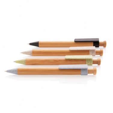 Logo trade business gifts image of: Bamboo pen with wheatstraw clip