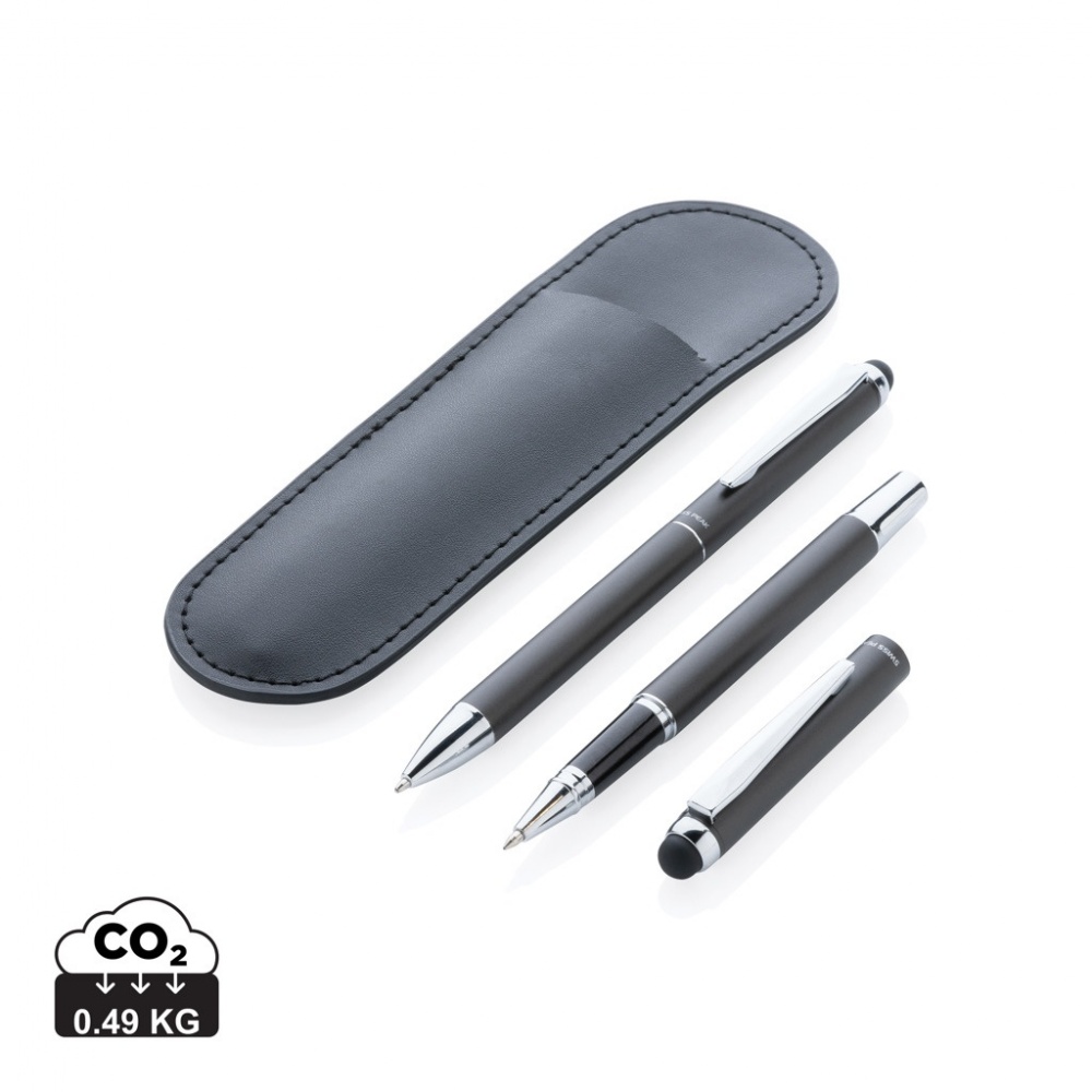 Logo trade advertising products picture of: Swiss Peak deluxe pen set in PU pouch