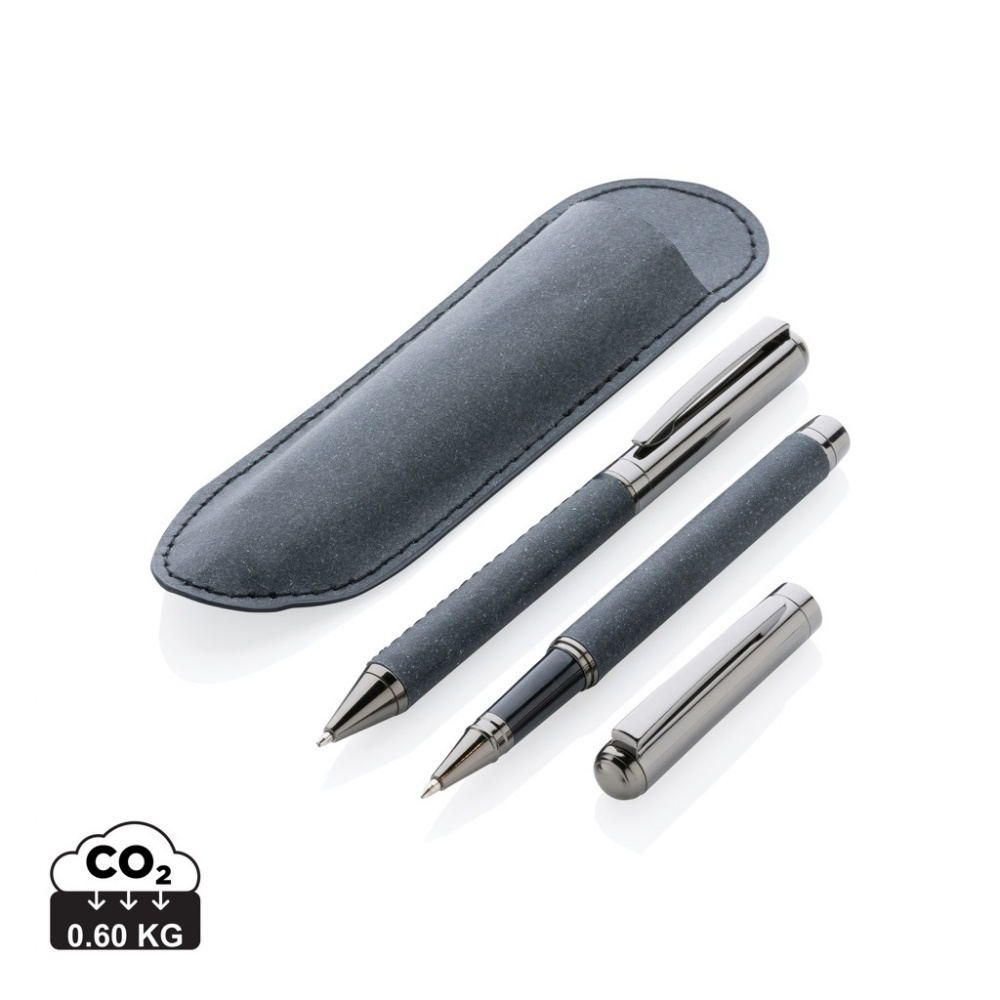 Logo trade promotional merchandise picture of: Recycled leather pen set