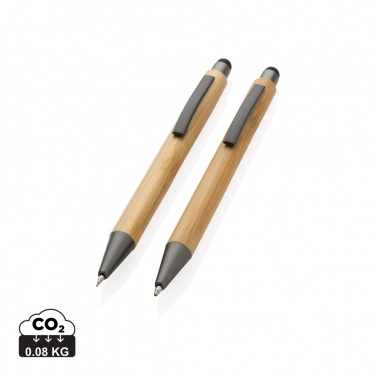 Logo trade promotional products image of: Bamboo modern pen set in box