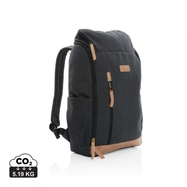 Logo trade corporate gifts image of: Impact AWARE™ 16 oz. recycled canvas 15" laptop backpack