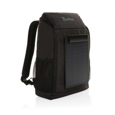 Logo trade promotional giveaway photo of: Pedro AWARE™ RPET deluxe backpack with 5W solar panel