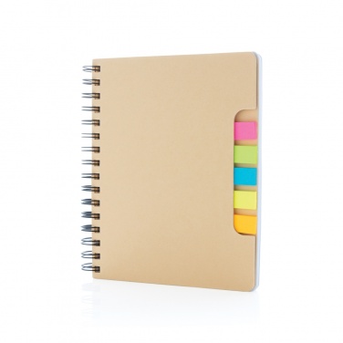 Logo trade promotional giveaways image of: A5 Kraft spiral notebook with sticky notes