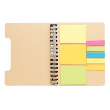 Logo trade promotional merchandise image of: A5 Kraft spiral notebook with sticky notes