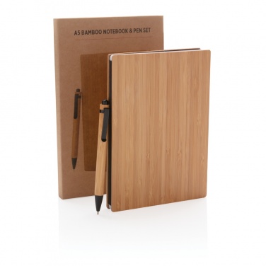 Logo trade promotional item photo of: A5 Bamboo notebook & pen set