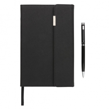 Logo trade promotional giveaway photo of: Swiss Peak deluxe A5 notebook and pen set