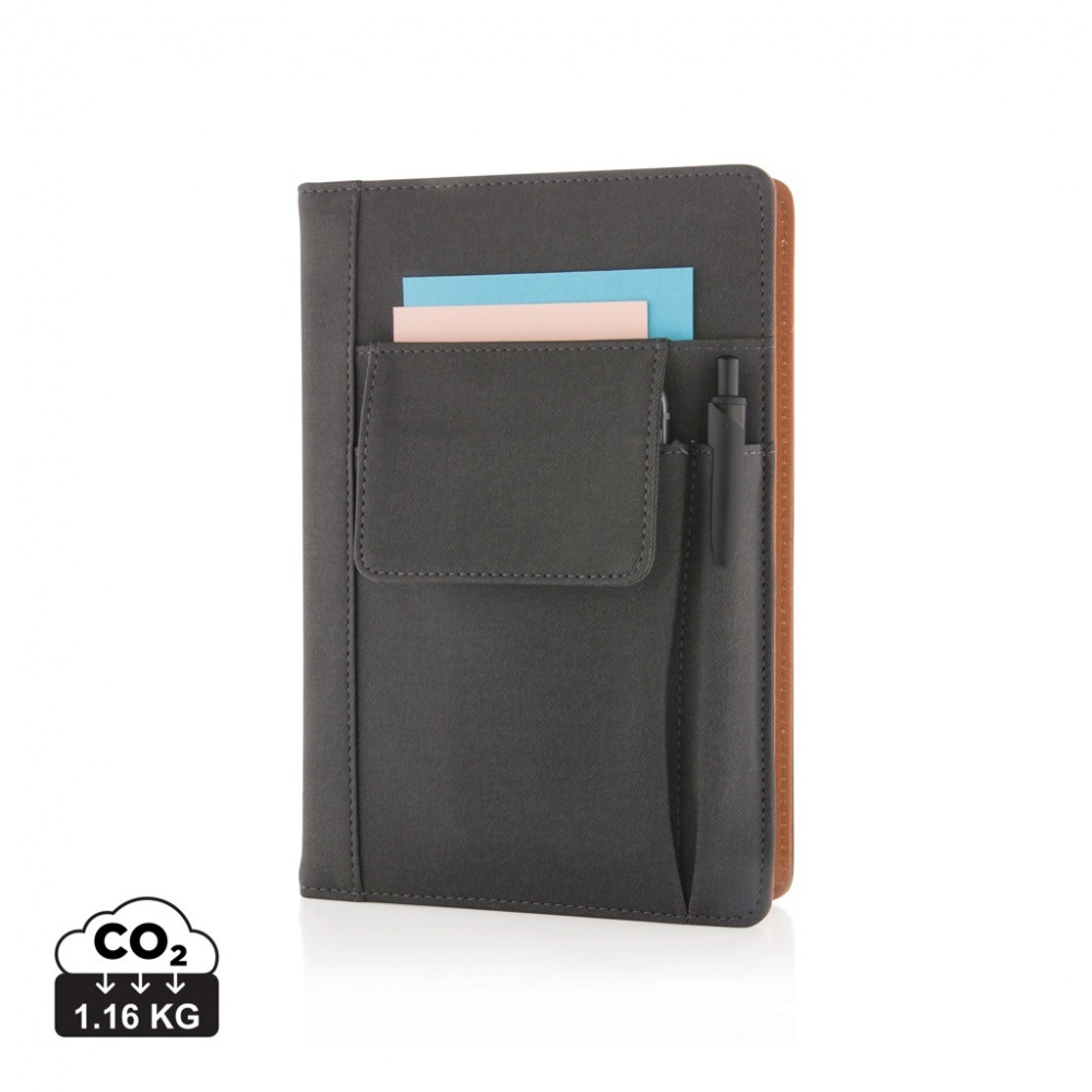 Logo trade promotional giveaways image of: Notebook with phone pocket