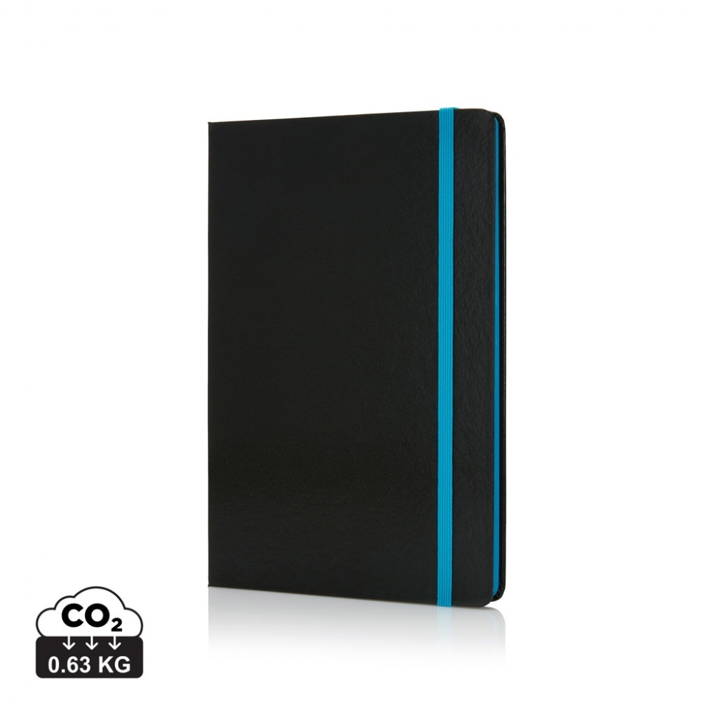 Logo trade promotional giveaways image of: Deluxe hardcover A5 notebook with coloured side