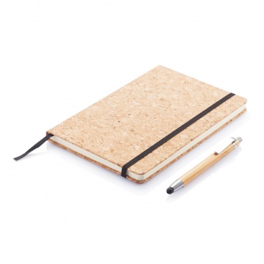 Logo trade business gift photo of: A5 notebook with bamboo pen including stylus