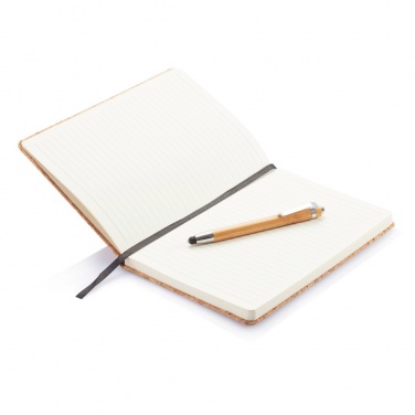 Logo trade corporate gift photo of: A5 notebook with bamboo pen including stylus