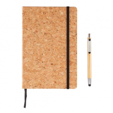 Logo trade advertising products picture of: A5 notebook with bamboo pen including stylus