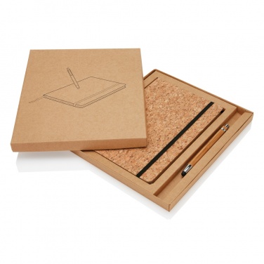 Logo trade promotional merchandise image of: A5 notebook with bamboo pen including stylus