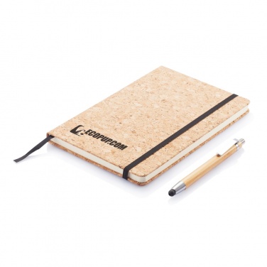 Logo trade promotional items picture of: A5 notebook with bamboo pen including stylus