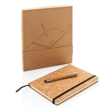 Logo trade promotional product photo of: A5 notebook with bamboo pen including stylus