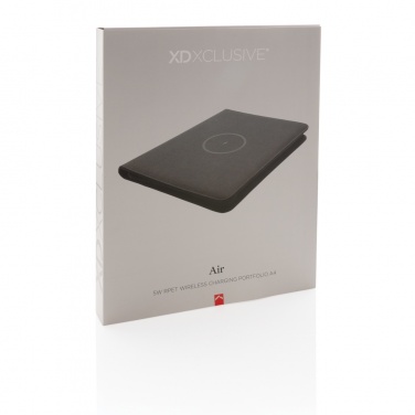 Logo trade promotional gifts image of: Air 5W wireless charging portfolio A4 w/ 5000 mAh powerbank