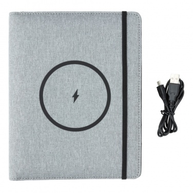 Logo trade promotional merchandise picture of: Air 5W wireless charging notebook with 5000mAh powerbank