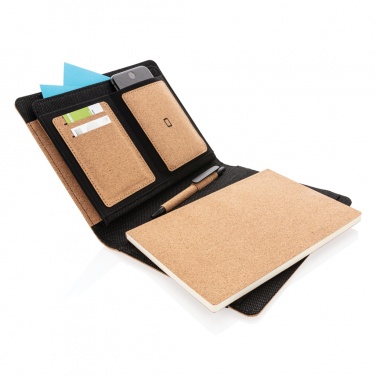 Logo trade promotional items image of: Deluxe cork portfolio A5 with pen