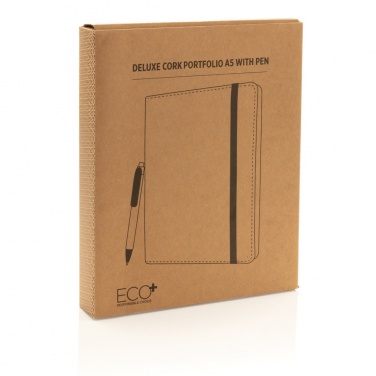 Logo trade corporate gifts image of: Deluxe cork portfolio A5 with pen