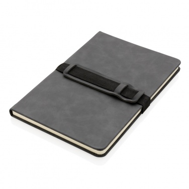 Logotrade promotional product image of: Deluxe hardcover PU notebook A5 with phone and pen holder