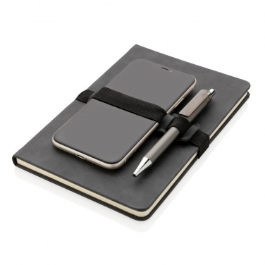 Logo trade promotional giveaways picture of: Deluxe hardcover PU notebook A5 with phone and pen holder