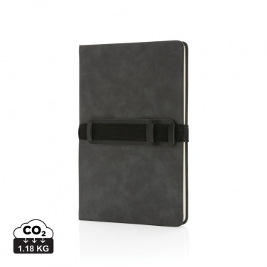 Logo trade promotional items image of: Deluxe hardcover PU notebook A5 with phone and pen holder