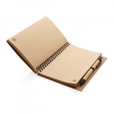 Logo trade promotional product photo of: Kraft spiral notebook with pen