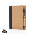 Kraft spiral notebook with pen, blue